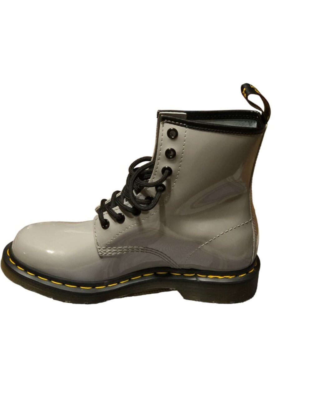 Dr Martens Combat Boots Airwair Zinc Gray Womens 7 AW004 Patent Leather Lace Up - Picture 2 of 12